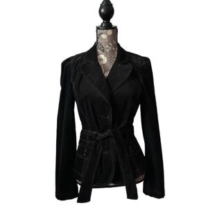 LOFT Ann Taylor Women' 6 Black/Grayish Buttons Closure Belted Blazer Jacket Top